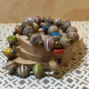 PreOwned Artisan Rolled Paper Bracelets